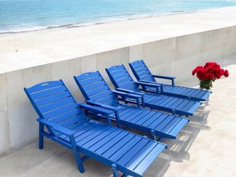 Poly Wood Chaise Loungers — Royal Blue, Black or Grey