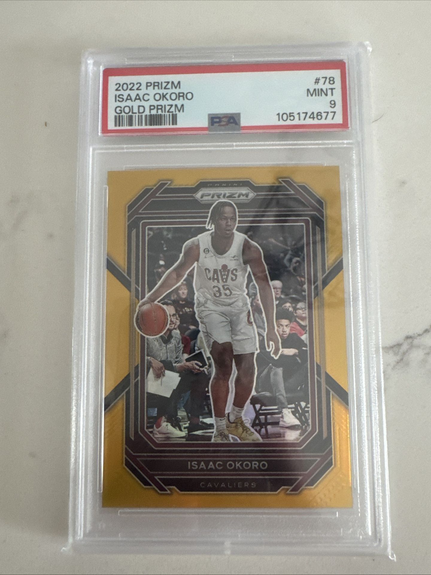 2022 Prizm Isaac Okoro Gold Prizm /10 PSA 9