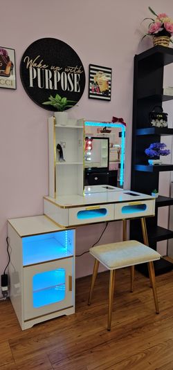 Makeup Vanity Table With Mirror Light LED (3 COLORS LIGHTS) with Stool