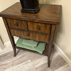 Three Drawer Solid Wood End Table 