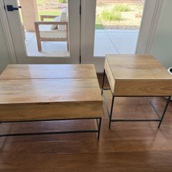 West Elm Wood Pop Up Coffee Table And End Table Set