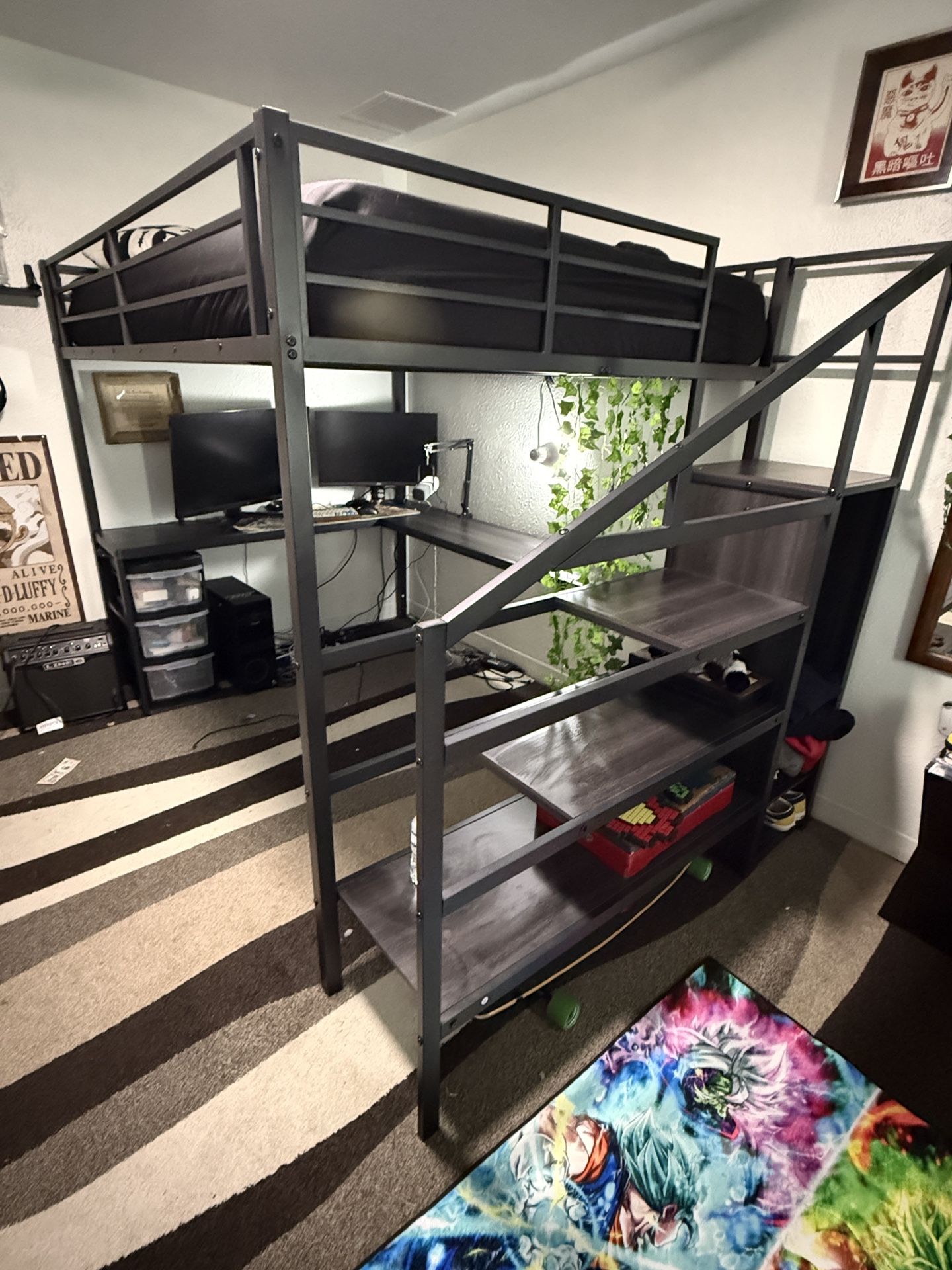 Black loft bed queen Size
