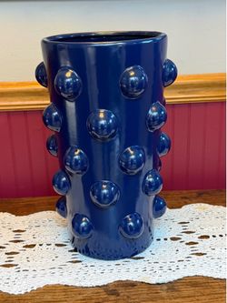 Navy Ceramic Umbrella Stand or Floor Vase