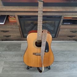 Epiphone Acoustic Guitar in Natural Finish with Strap & Stand