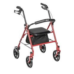 Drive Medical Rollator Walker (RED) 300lb Weight Capacity