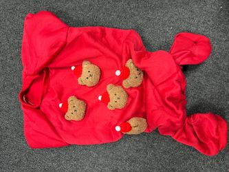 Red Dog Onesie, Size XXL- Cute Bear Christmas Pet - Warm Dog Clothes