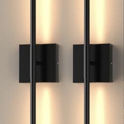 NEW! Set of 2! Battery Operated 27” Wall Sconces, Rechargeable Lights, Remote Control, Black