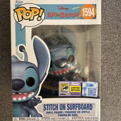 2025 SDCC Funko Exclusive Stitch On Surfboard