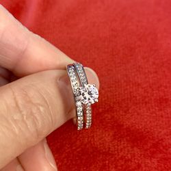 Sterling Silver Engagement Wedding Ring Set Size 8,9,10 Please Message Me With Your Size Request 