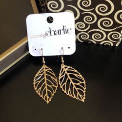Gold Tone Leaf Earrings