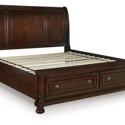 Ashley King sized Bed Frame With Mirrored Dresser