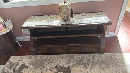 Wood TV Stand with Drawers and Shelves