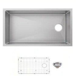 Glacier Bay Tight Radius 36 in. Undermount Single Bowl 18 Gauge Stainless Steel Kitchen Sink with Accessories