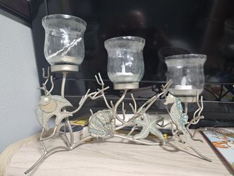 2 Beach Scene Candle Holders 