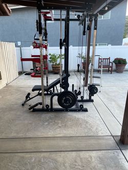 Smith Machine with Cable Crossover and Bench