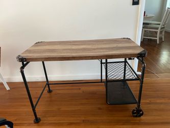 Desk with shelves and chair