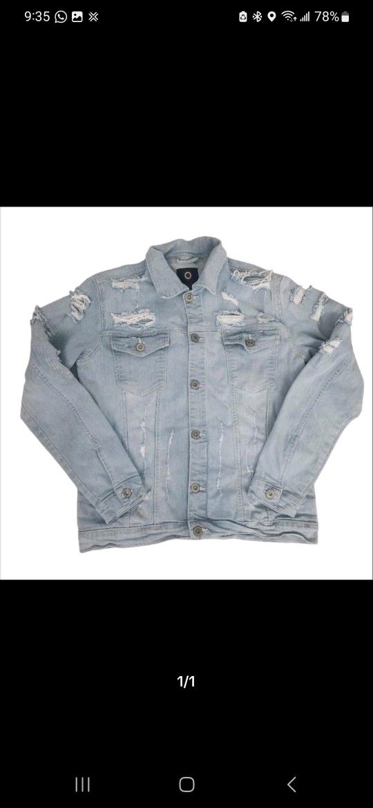 New Men's Biker Denim Jacket Size 3xl