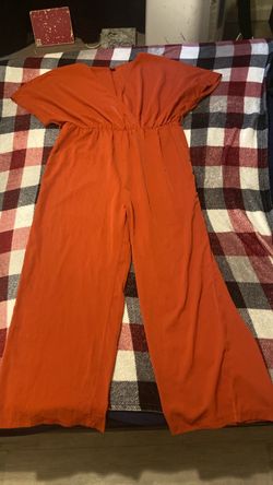 Orange Short Sleeve Wide-Leg Jumpsuit