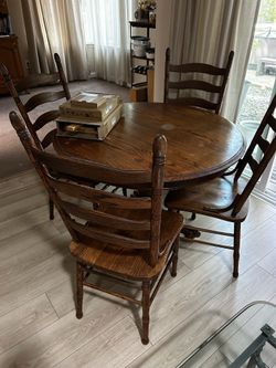 Solid Oak claw foot round table and chairs set