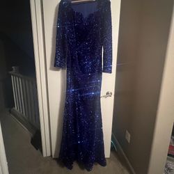 blue sequin dress