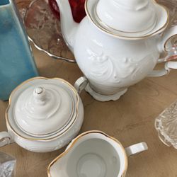 3pcs Tea Set Made In Poland $35 Teapot Tea Pot Sugar Bowl Creamer 