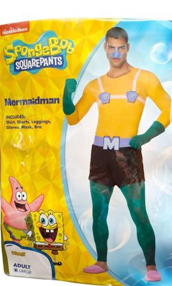 SpongeBob Mermaidman Adult Costume Large Brand New