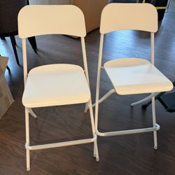 24.8"/29.1"bar Stools With Metal Leg Foldable Wood Stool Chair For Kitchen White Bar Counter Stool With Back Island Stools Portable For Adult Garden S