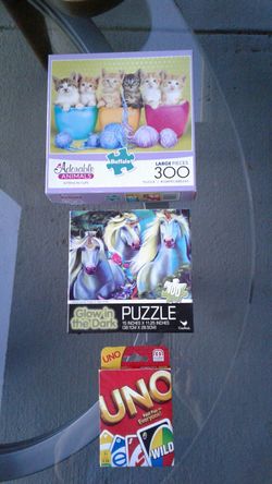 Brand New Puzzles & UNO Cards $5.
