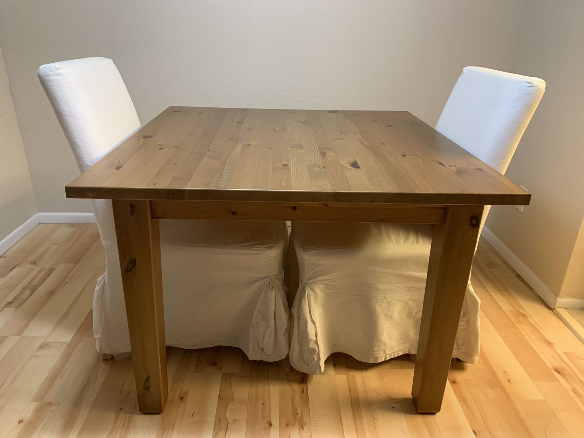 Table and Chairs Wooden Table with Fabric Chairs