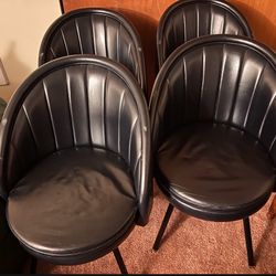 Set of 4 Black, Leather Chairs