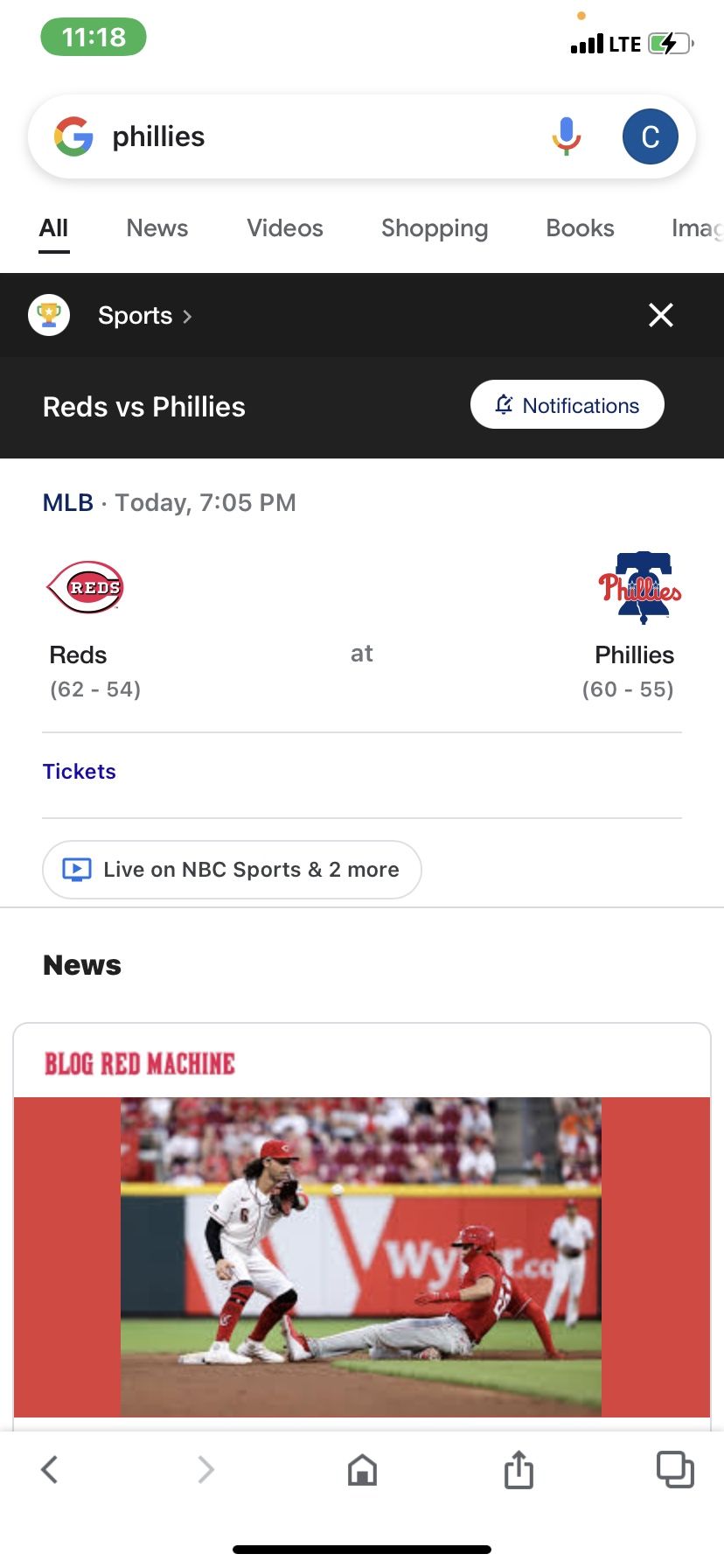 Phillies Vs Reds August 13 @ 705