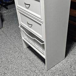 2 Drawer And A  Wire Basket White Cabinet 
