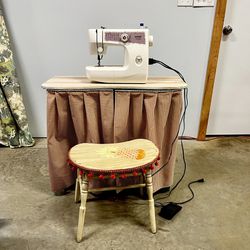 Vanity/Sewing Table with Stool Handpainted