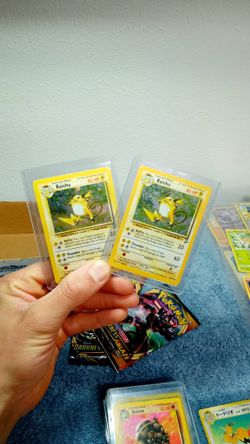Base set Raichu Pokemon cards.