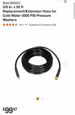 Shop DEWALT 3/8 in. × 50 ft Replacement/Extension Hose for Cold Water 5000 PSI Pressure Washers