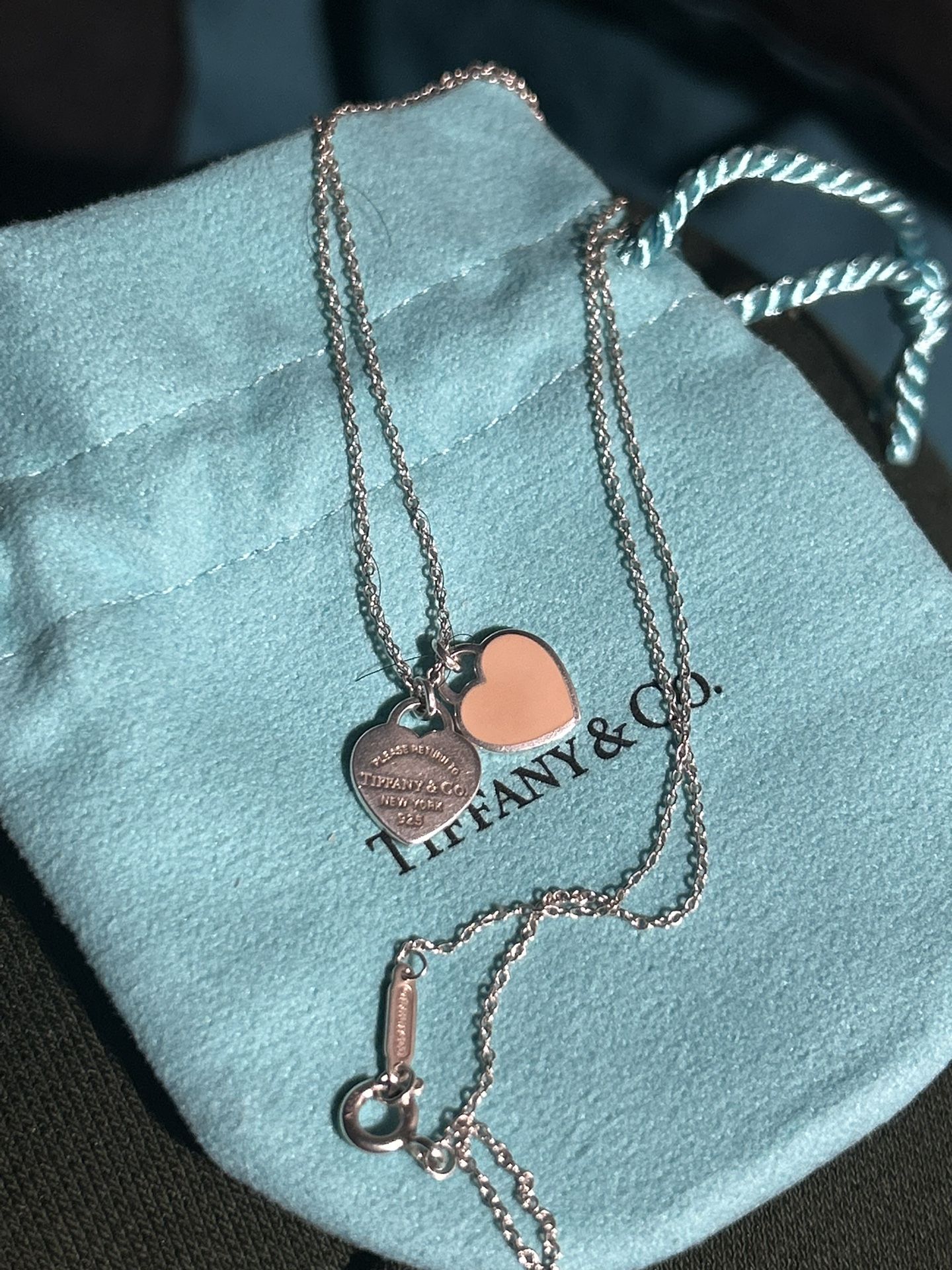 Tiffany Co Pink Heart Necklace