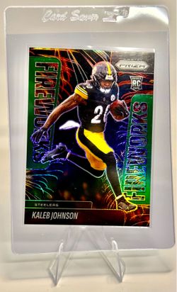 2025 Panini Prizm - Fireworks Kaleb Johnson #4 Green Prizm (RC)