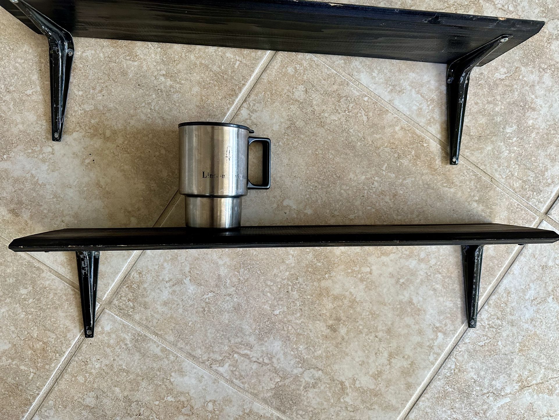 x2 Black Wood Shelves