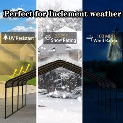 Heavy Duty Carport 20 x 20 Shelter - Perfect Solution for Vehicles, Boats & Equipment - Durable, All-Weather, Quick Assembly - Spacious, Secure, Reinf