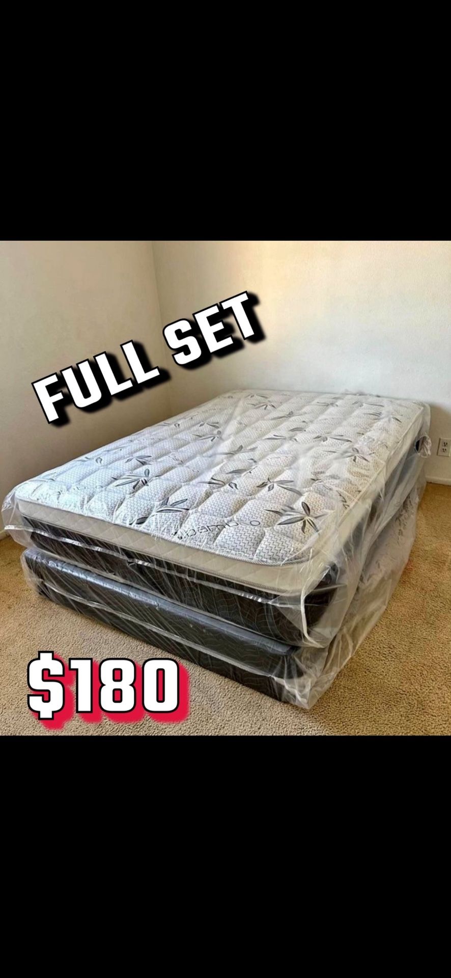 Full Size Pillow Top Mattress With Box Spring