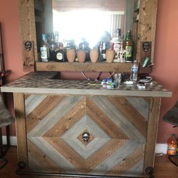 Bar with two stools anf built In Lights 