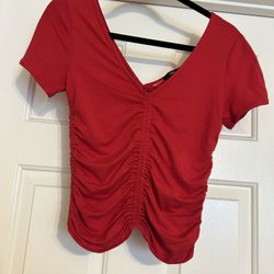 Red Ruched Blouse