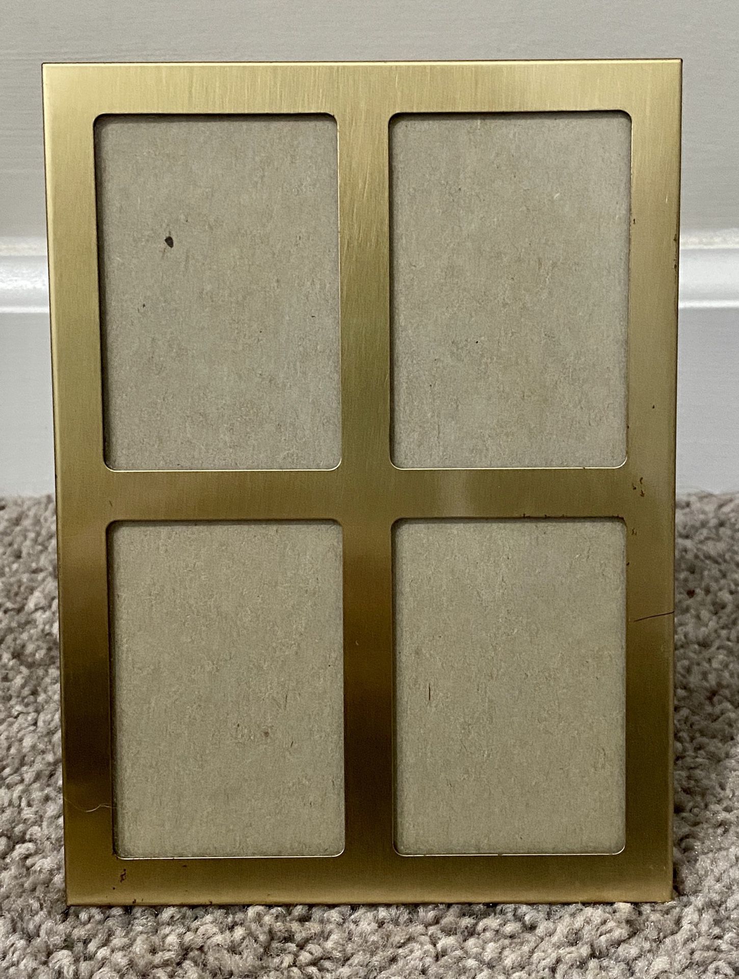 Vintage Gold Metal Tabletop 4 Retangular Small Opening Pictures Collage in 1 Photo Frame Home Decoration Accent