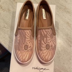 Halogen Size 8, Blush Color, Leather And Lace Slip Ons