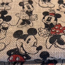 Burlap Mickey / Minnie Mouse Fabric
