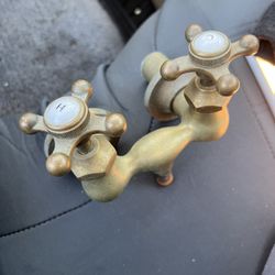 Antique brass tub water valve