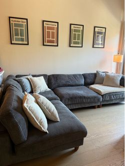 Modular Gray Corduroy Sectional Sofa