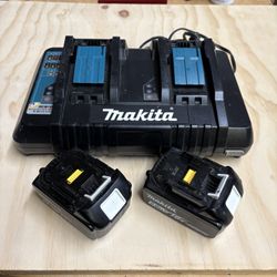 Makita Dual Rapid Charger And 2 5.0 Batteries