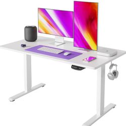FEZIBO Whole-Piece Standing Desk, 48 x 24 Inches Quick Install Height Adjustable Stand up Desk, Sit Stand Desk (White)