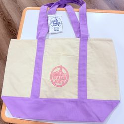 New Trader Joe’s Large Lavender Purple Canvas Tote bag 